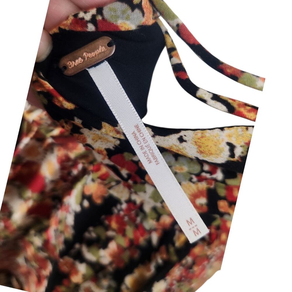 Free People Valerie Tiered Maxi Dress Medium Dark Floral Sleeveless Boho Fall - Picture 7 of 10